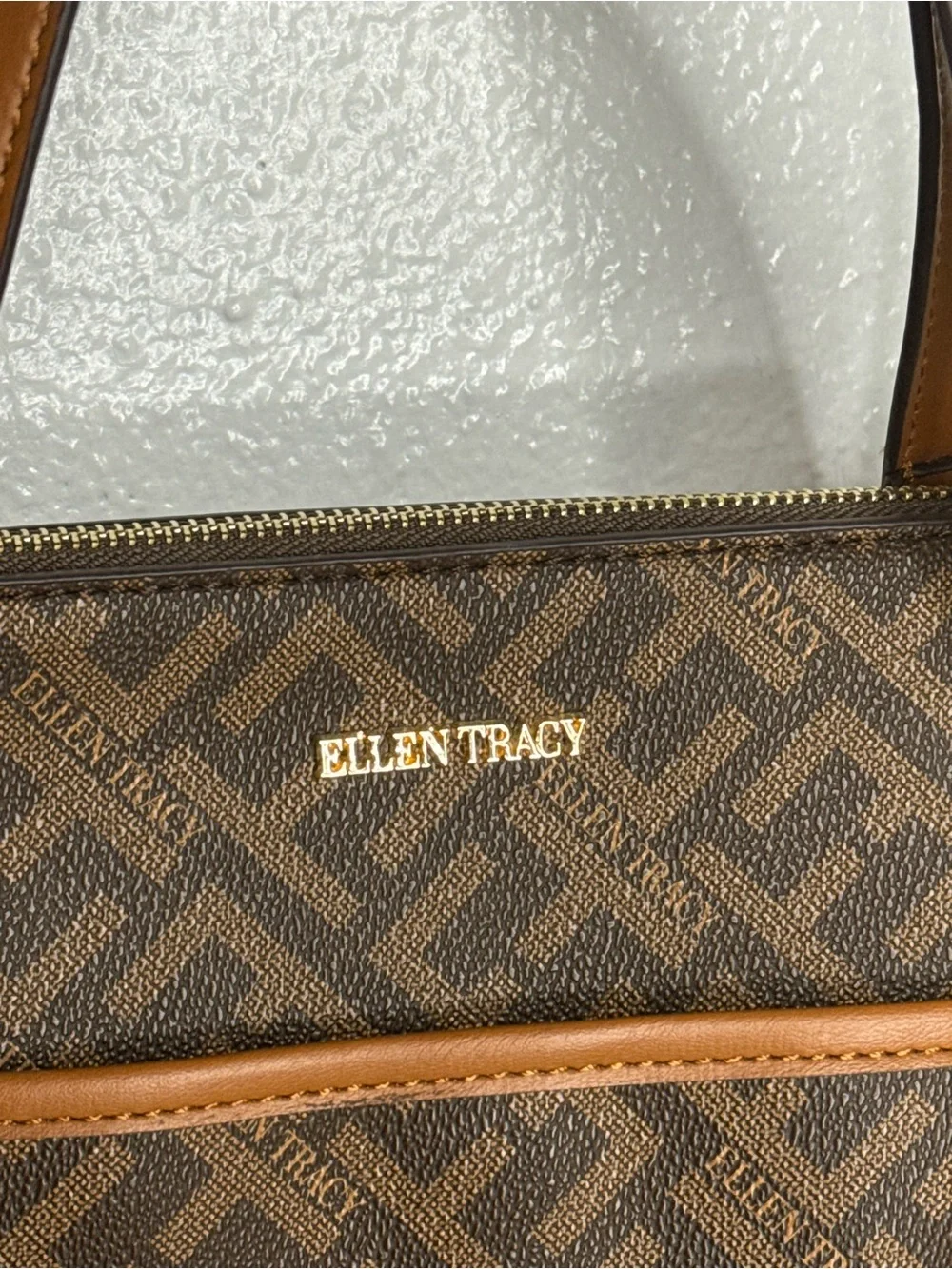 Ellen Tracy - Brown Monogram Tote with Tan Trim Brand New Bag